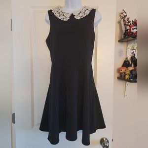 Midnight Hour Sabrina Spellman Wednesday Addams Black Dress W/ Lace Collar, Sz M